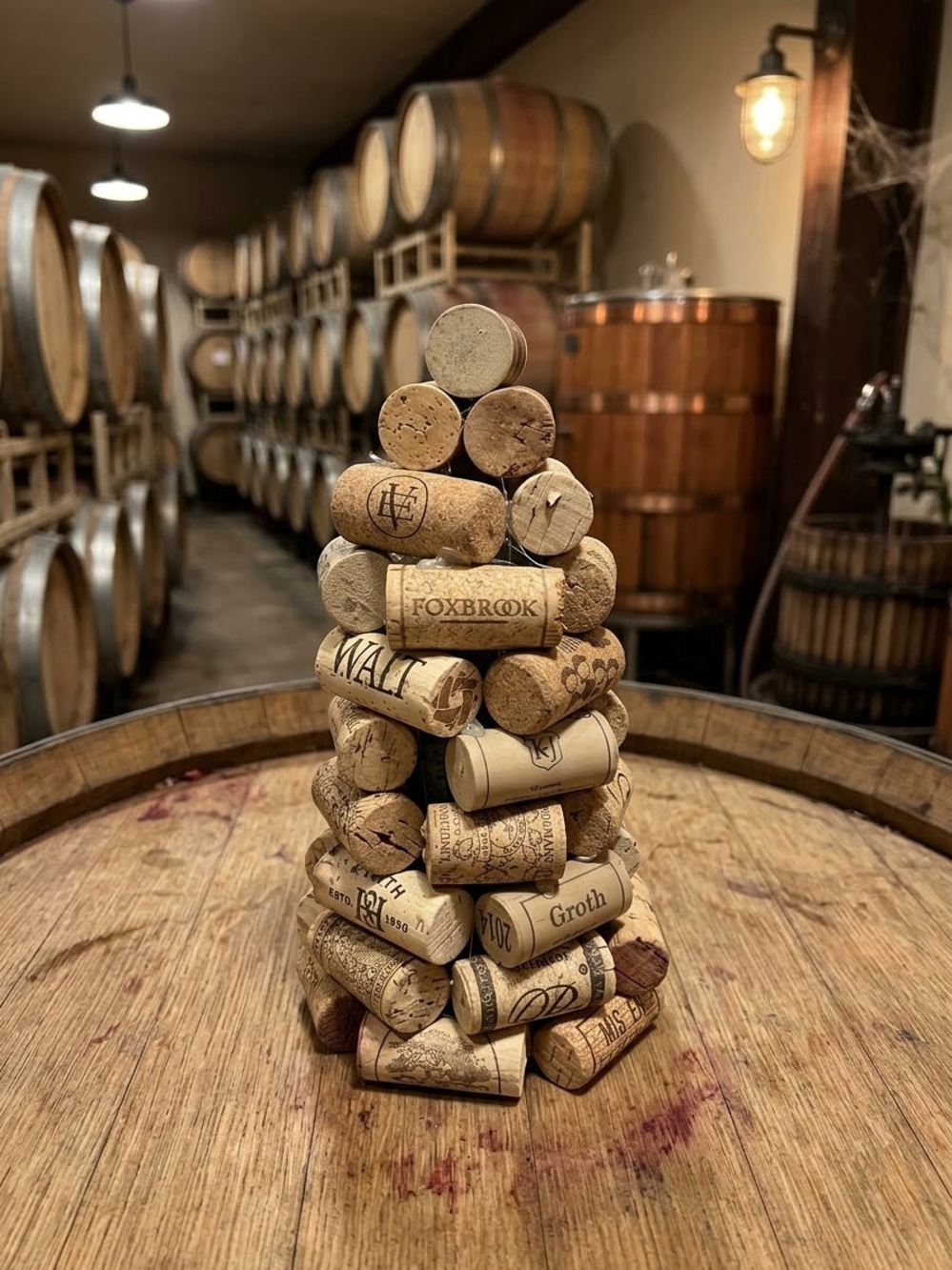 Artisan Recycled Wine Cork Christmas Tree (8" Handmade Tabletop Decor)